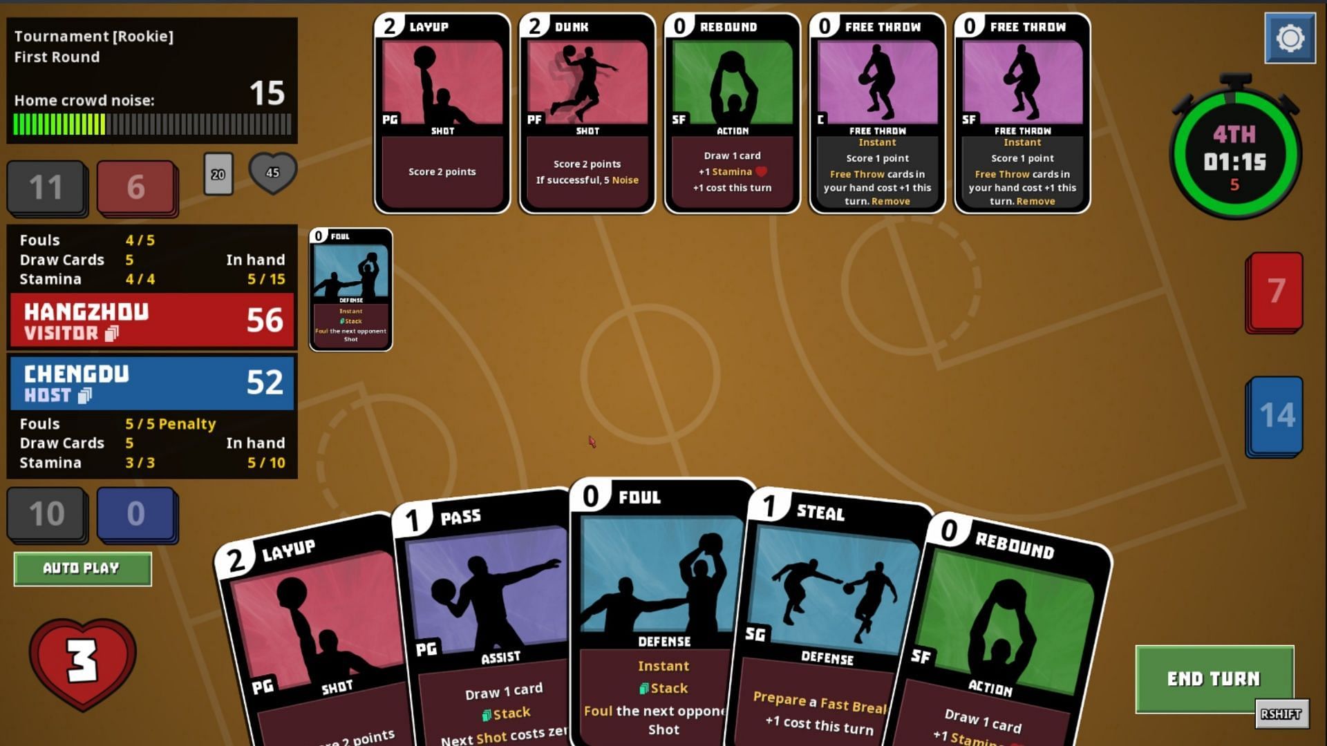 Be careful about using Fouls; they can run down the clock and give your opponent a few extra points (Image via Bigosaur)